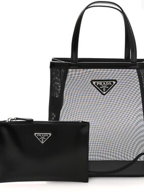 Prada Small Mesh Black Tote,EUC